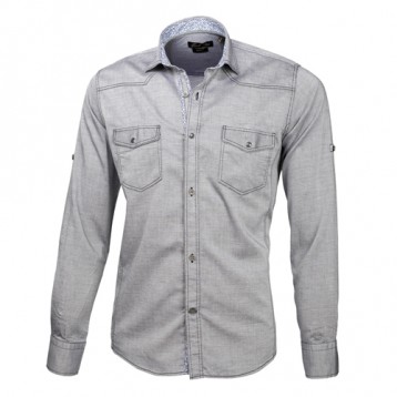 Gray Double Pocket Oxford Shirt