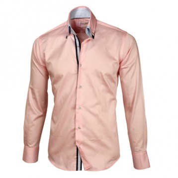 Light Pink Sateen Shirt With Gray & Light Pink Double Collar