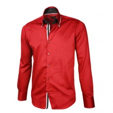 Red Shirt With Black, Red & White Double Collar
