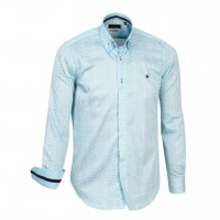 Turquoise Print Double Collar, 800 Thread Count, Satin Egyptian Cotton Shirt